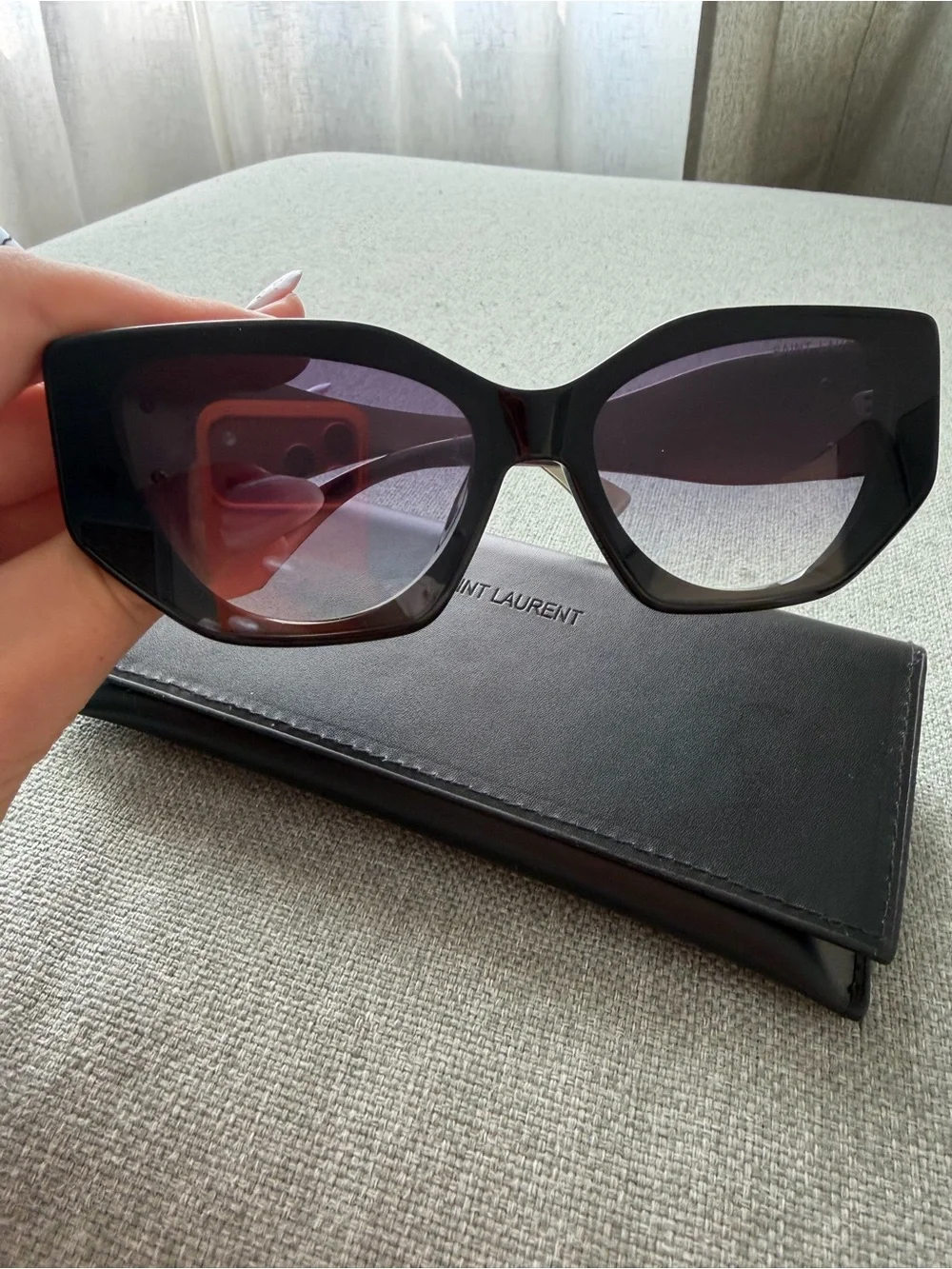 Saint Laurent Black Sunglasses with silver metal temples
